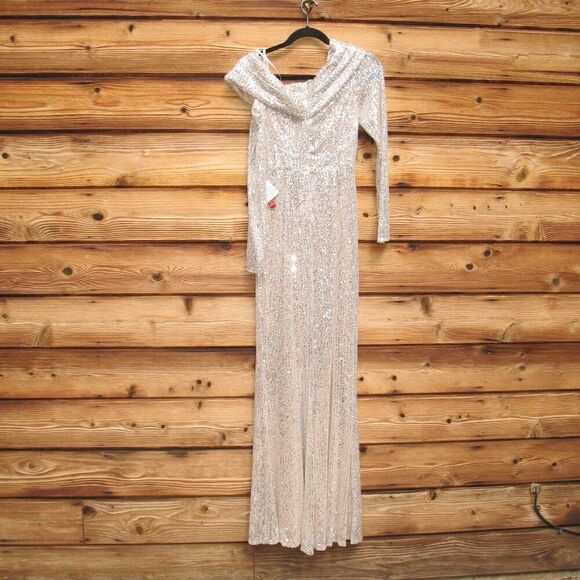 Mac Duggal 26596 SEQUINED DROP SHOULDER LONG SLEEVE JUMPSUIT - Picture 10 of 14